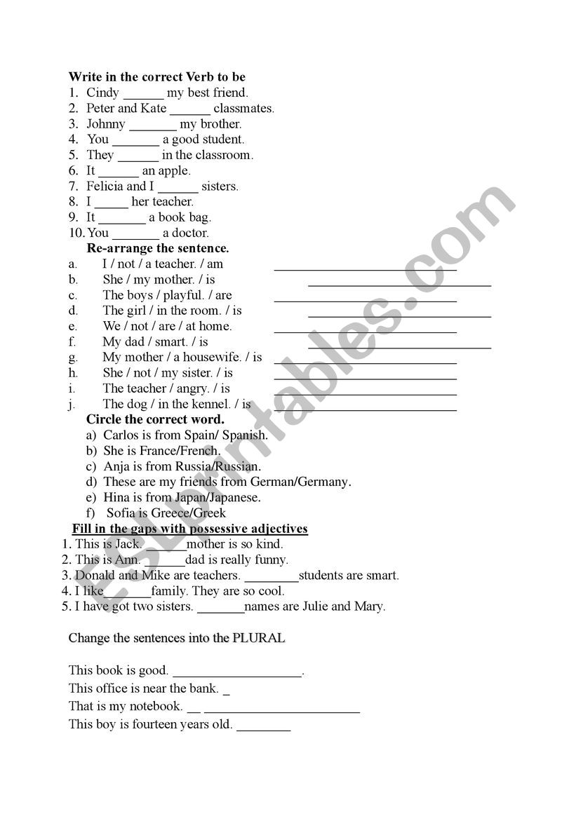test worksheet
