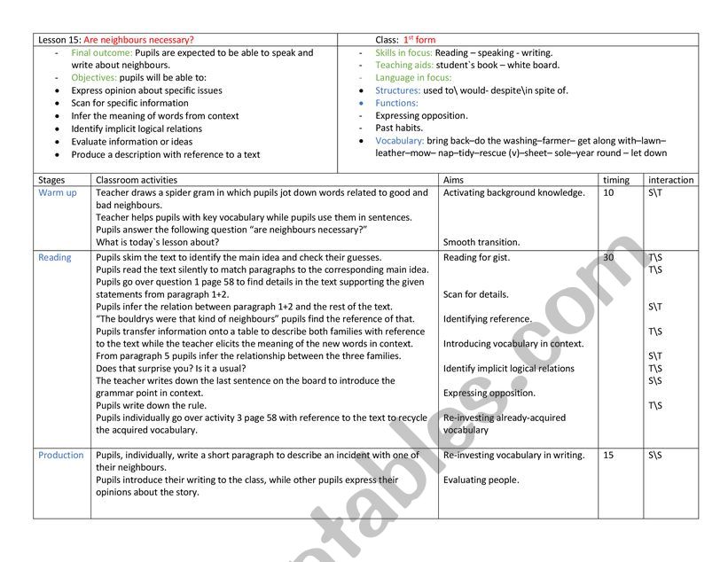 are neighbors necessary? worksheet