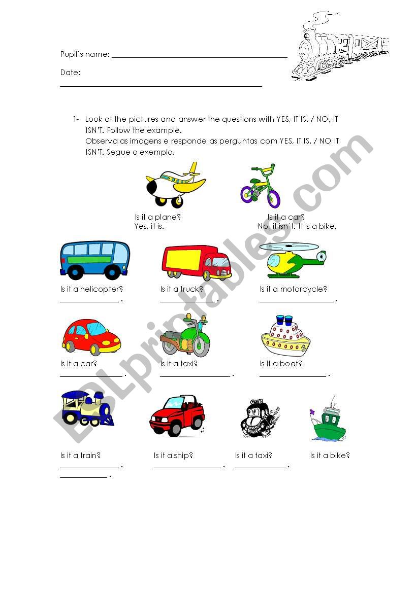 transports worksheet