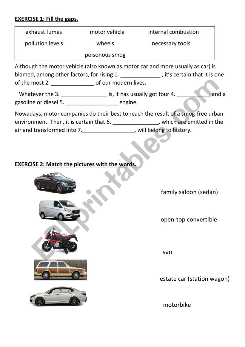 Car Mechanics worksheet