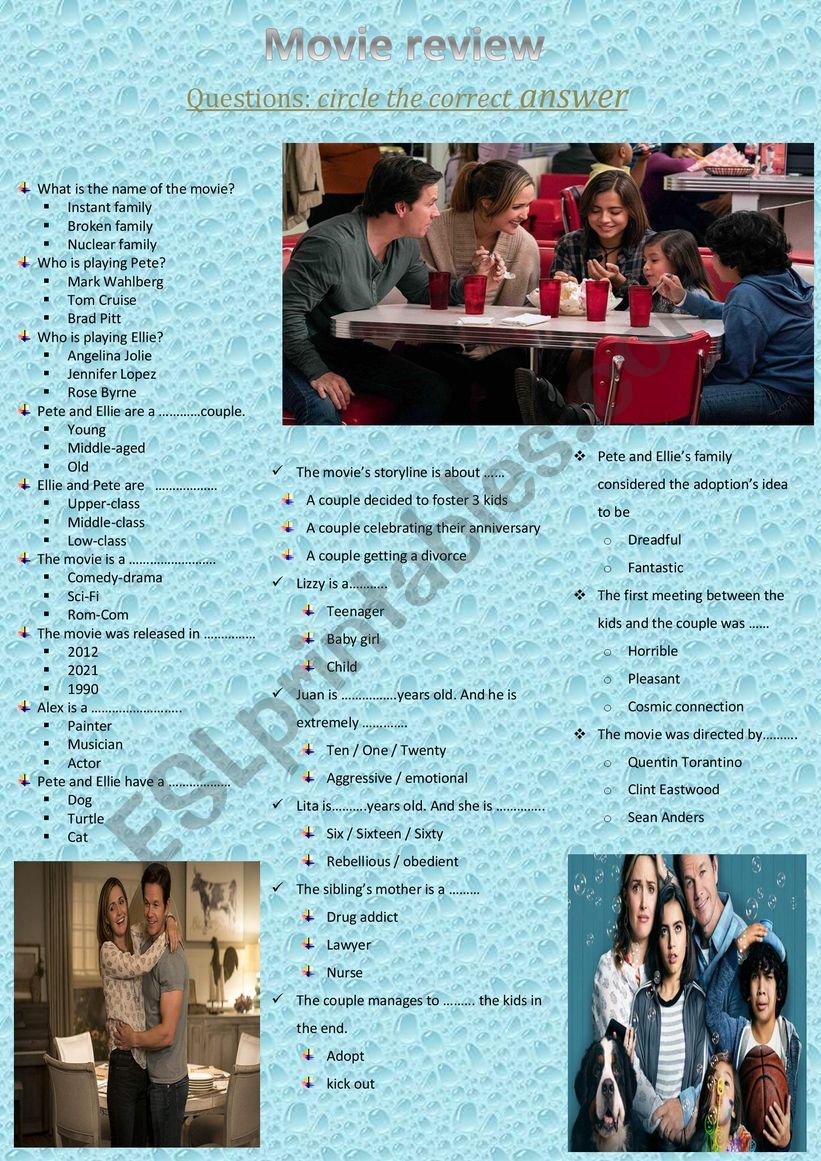 instant family worksheet