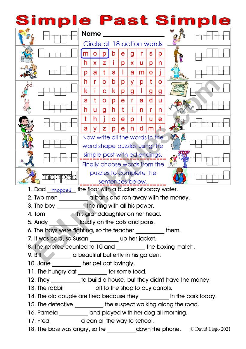 Simple Past Simple 1 with keys