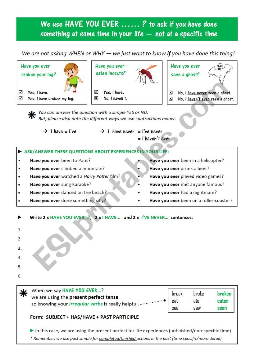 HAVE YOU EVER - present perfect - basic 