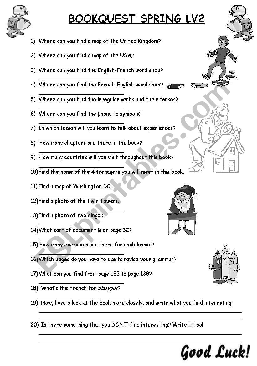 Bookquest SPRING LV2 3ème worksheet Bookquest SPRING LV2 3ème worksheet