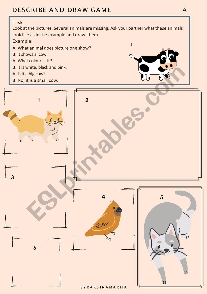 Communicative materials A1 (animals, colours, sizes)