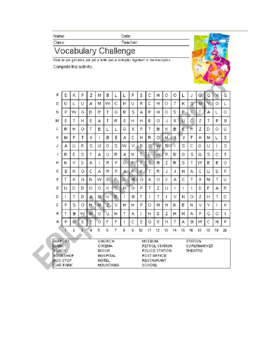 PLECES - word search worksheet