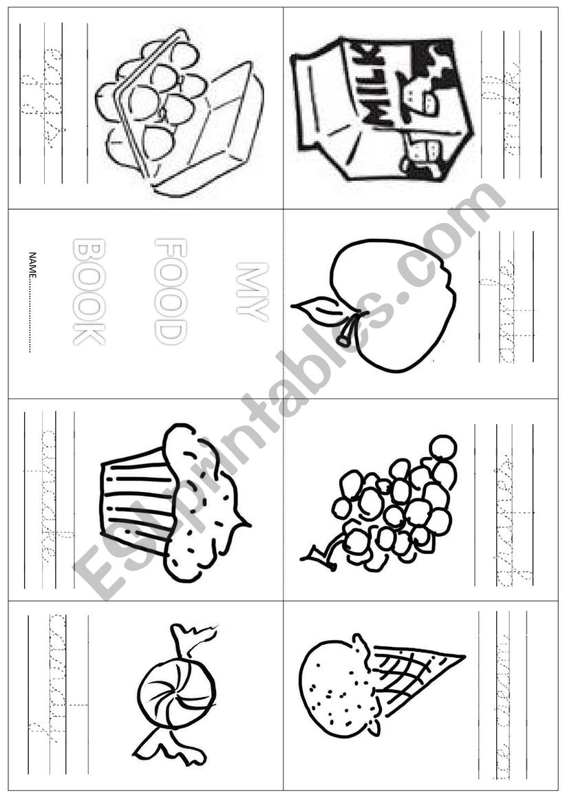 Food book worksheet
