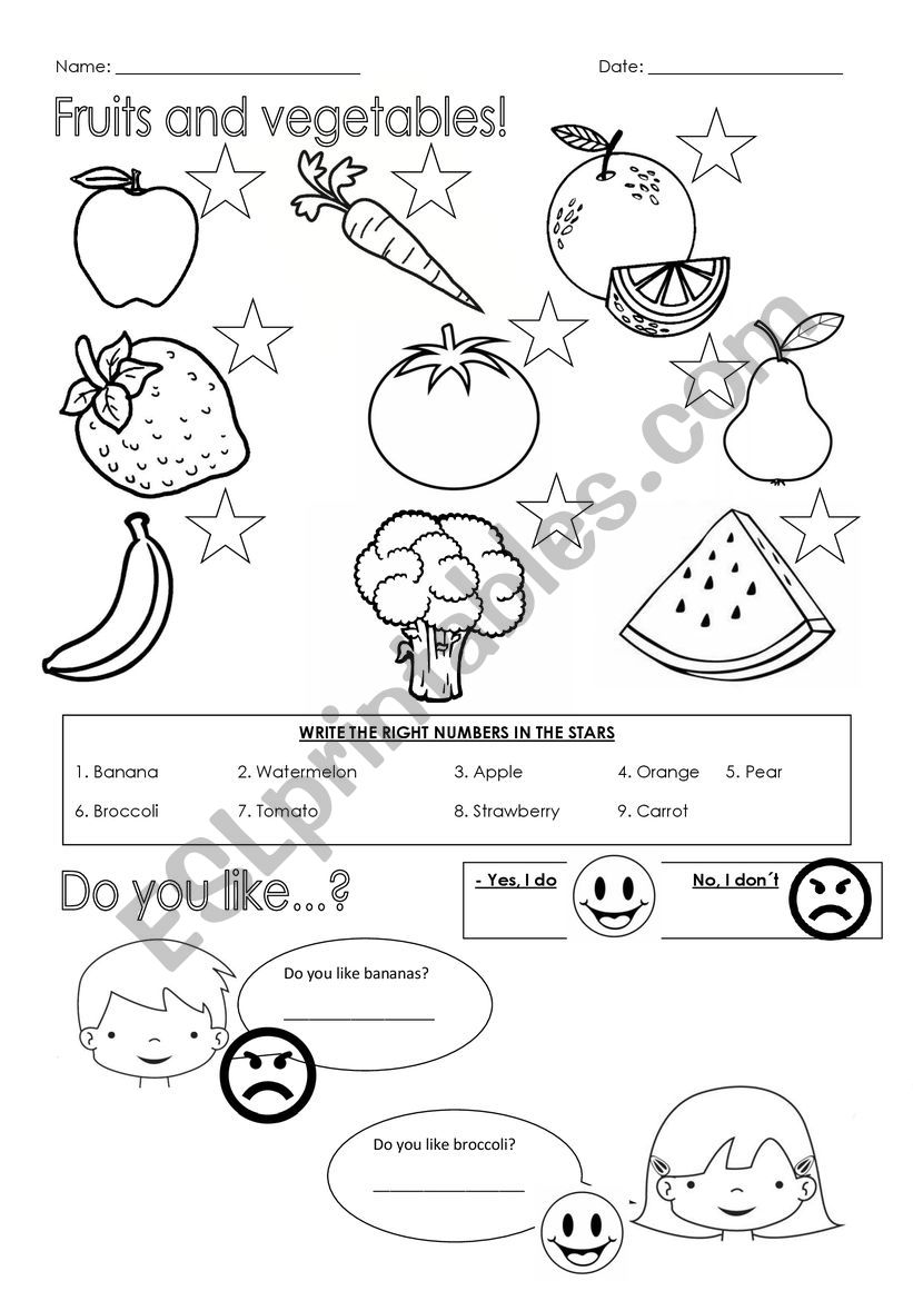 Fruits and vegetables! worksheet