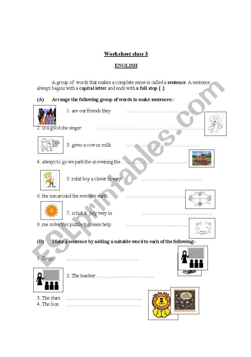 worksheet on sentences worksheet