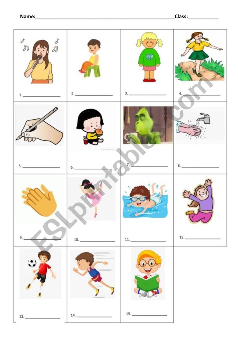 Action Verbs worksheet