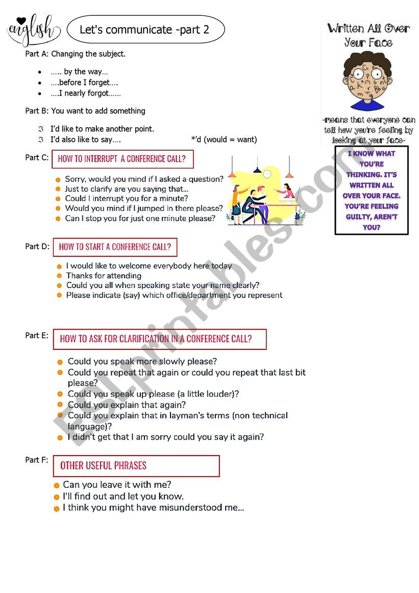 Lets communicate part 2  worksheet