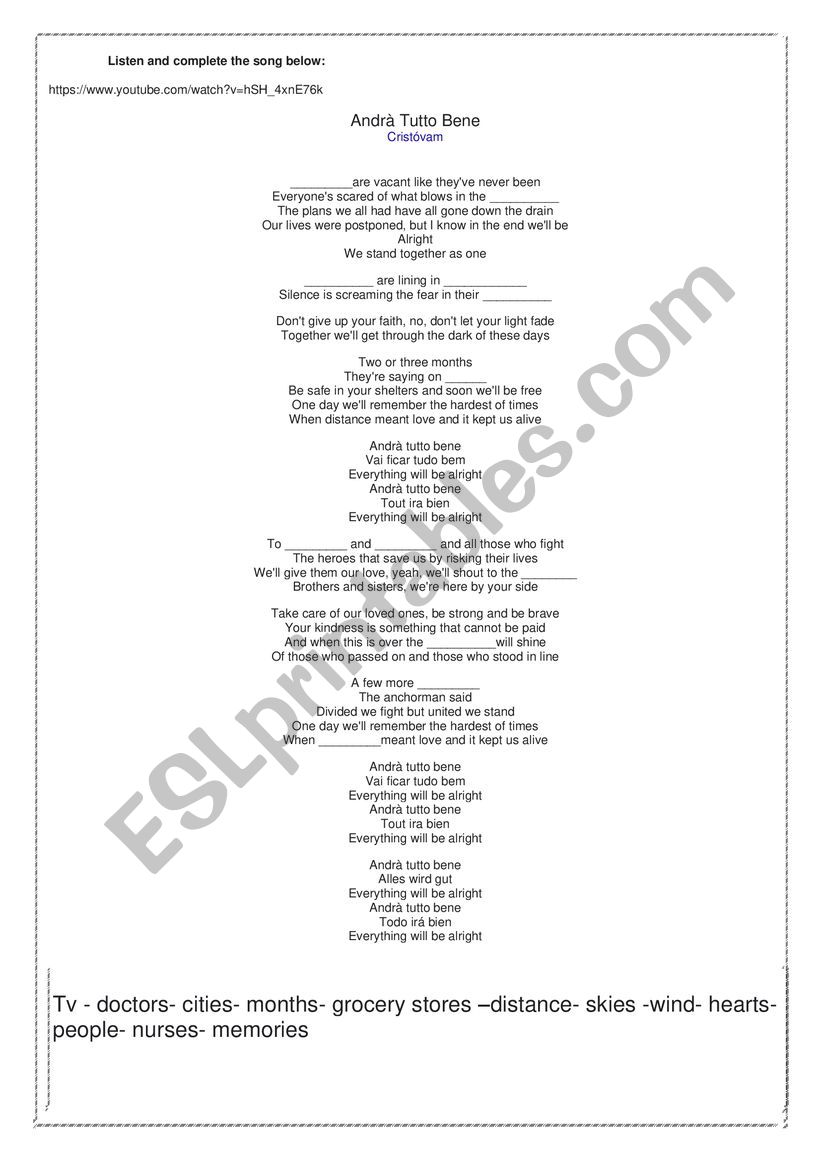 Song: Andr Tutto Bene- Cristvam