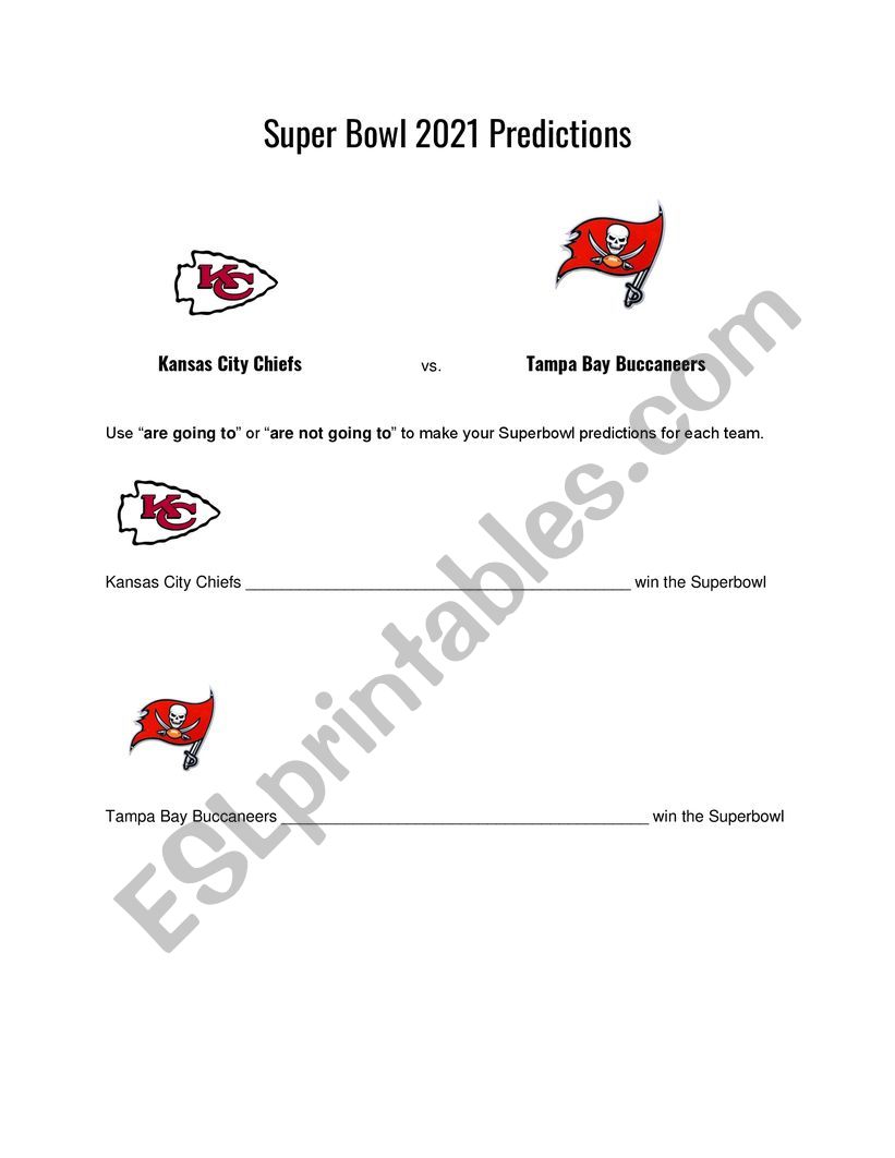 Super Bowl 2021 Prediction worksheet