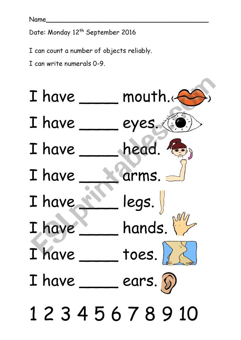 Parts of the house worksheet