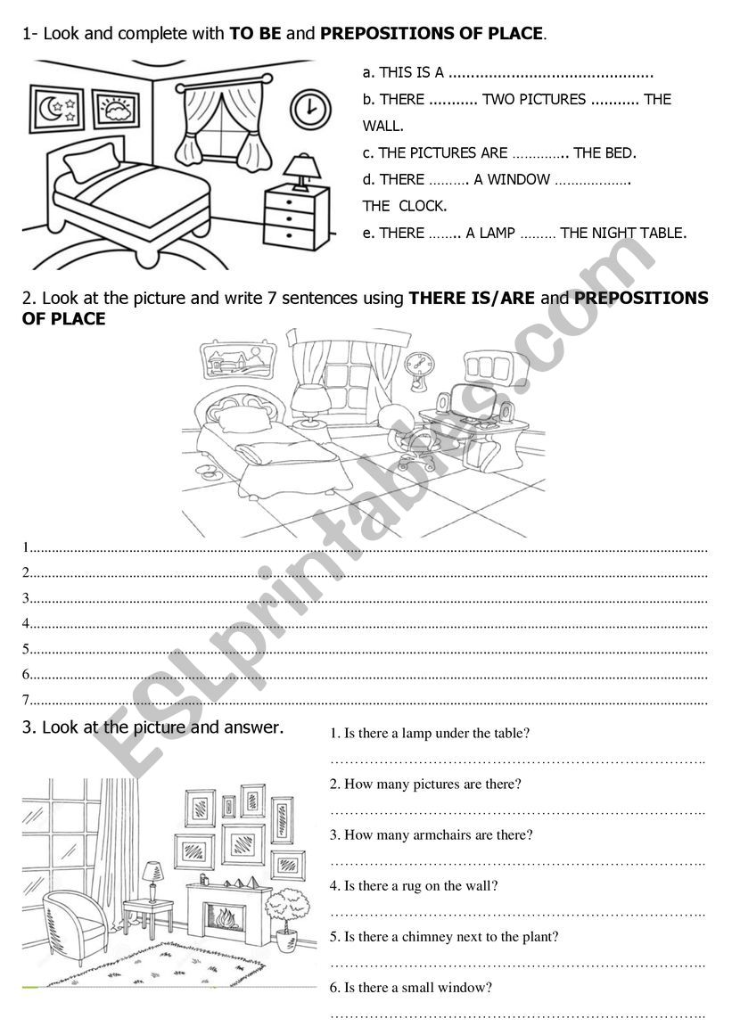 Prepositions of place worksheet