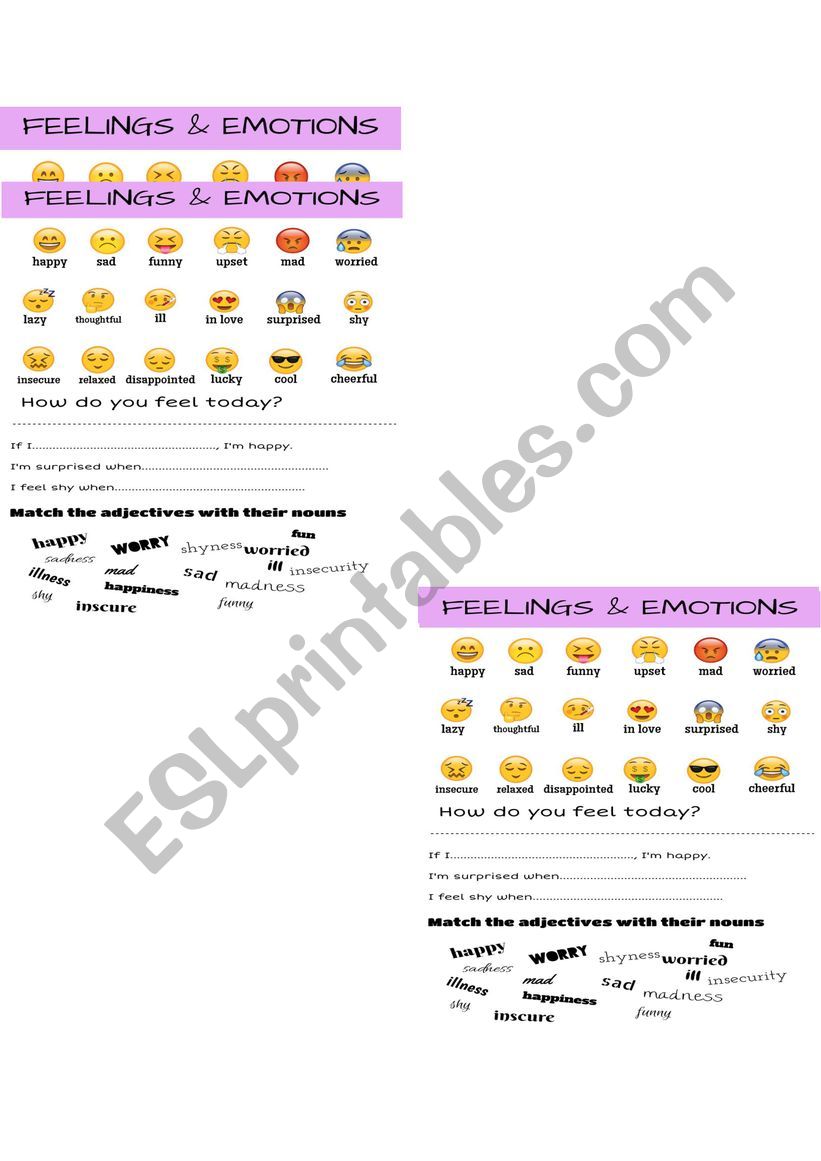 HOW DO YOU FEEL TODAY? worksheet