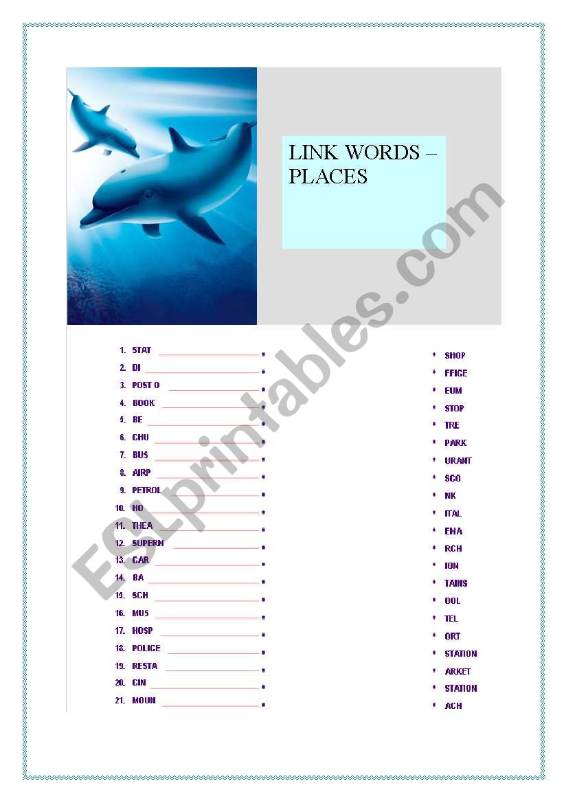 PLACES _ WORD LINK worksheet