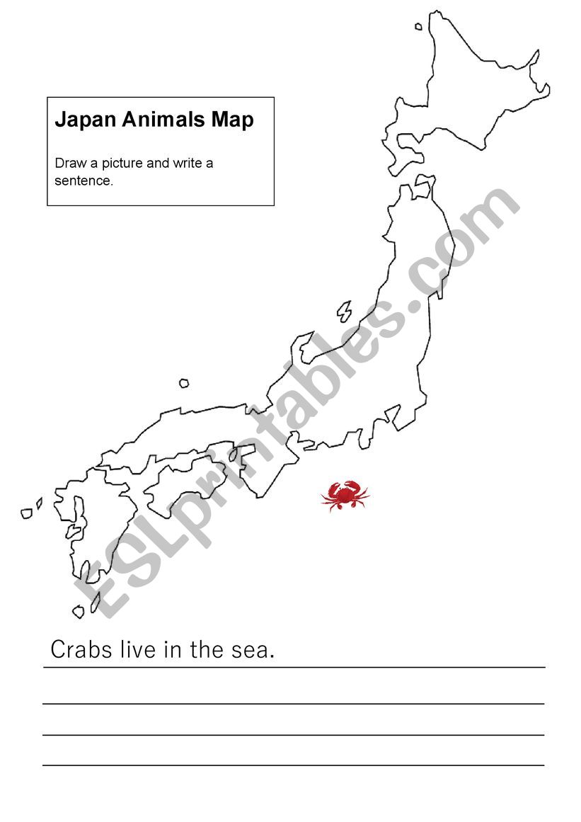 Japan Animal Map Editable worksheet