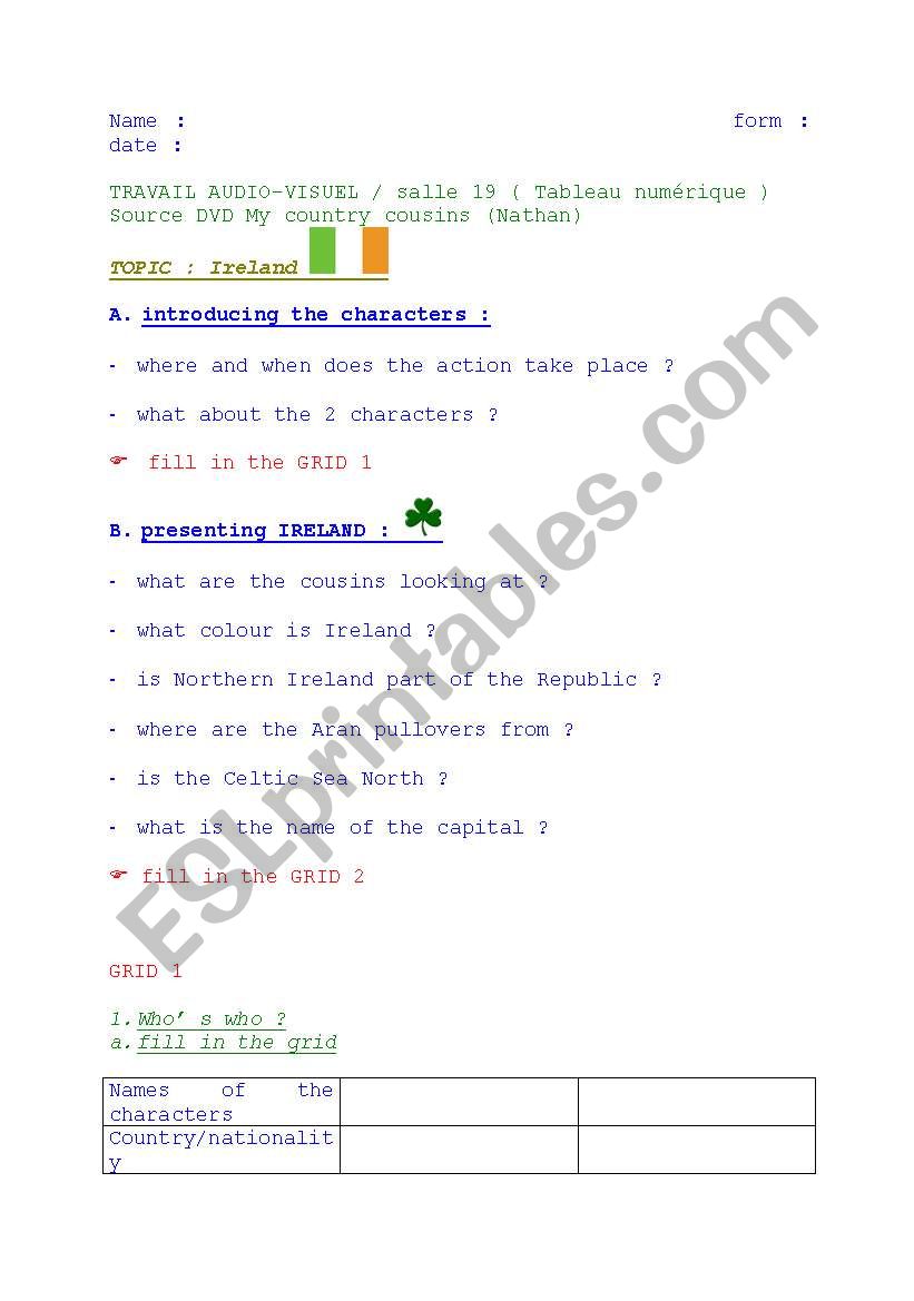 worksheet DVD Ireland 1 worksheet