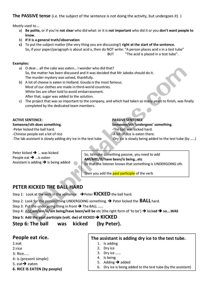 Handout Passive Voice worksheet