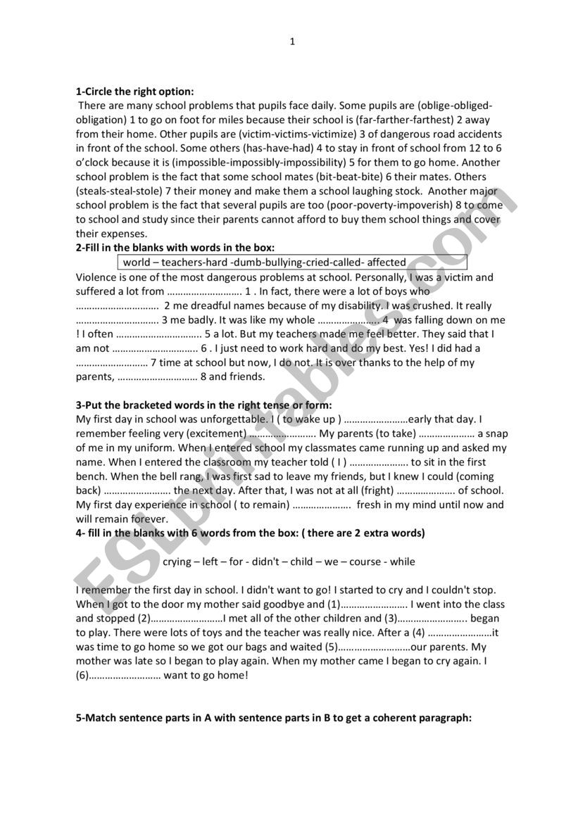 review 9th form worksheet