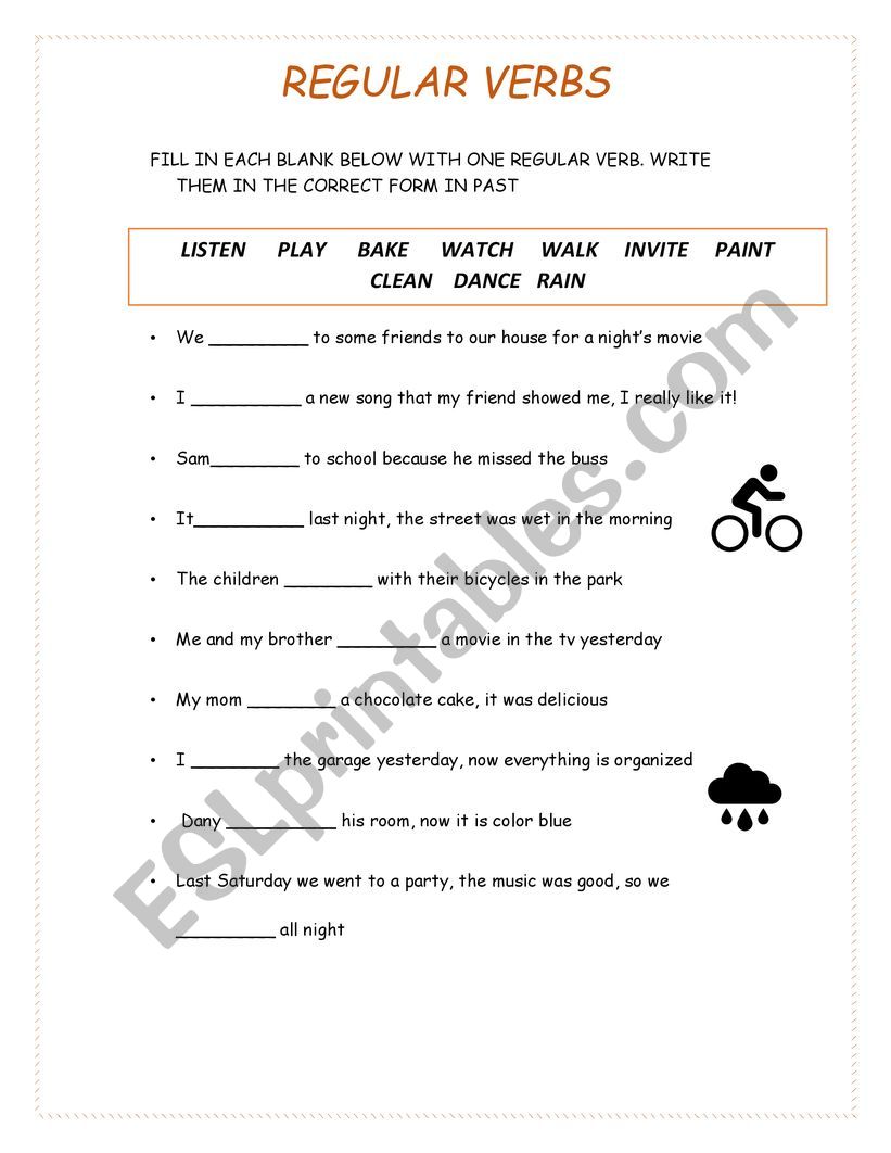 REGULAR VERBS worksheet