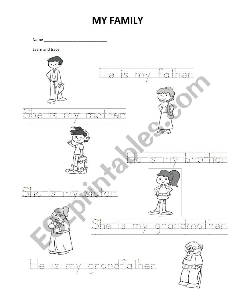 Family Members worksheet