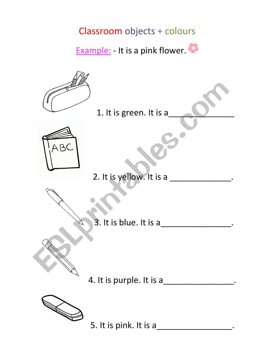 Classroom objects worksheet