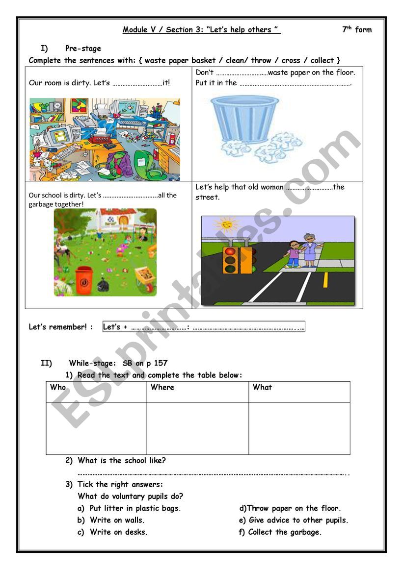 Let�s Help Others worksheet