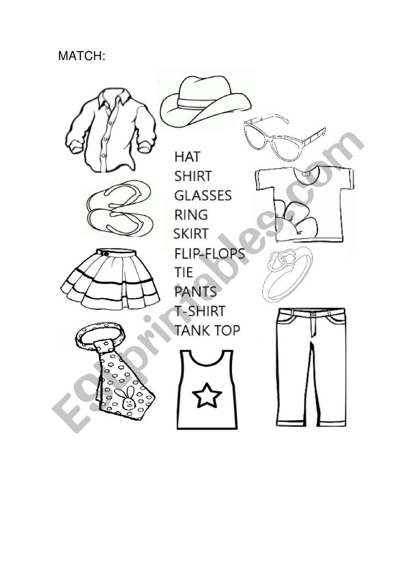 Clothes matching activity worksheet