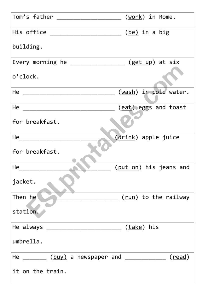 present simple  worksheet