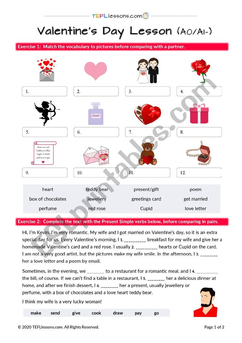 Valentine Lesson worksheet