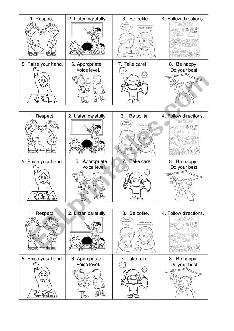 Classroom rules worksheet