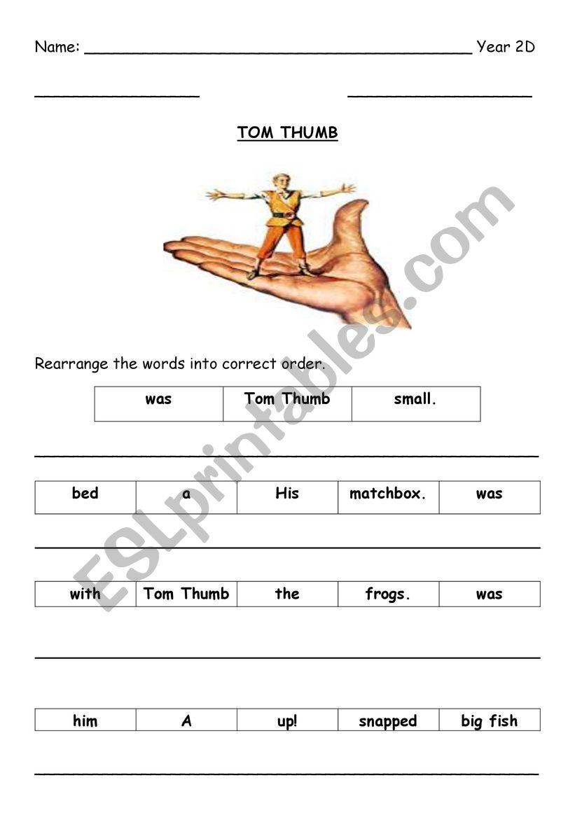 Tom Thumb Jumbled Words worksheet