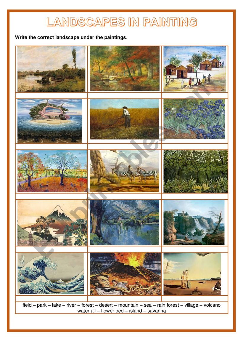 Picture dictionary - Landscapes in painting