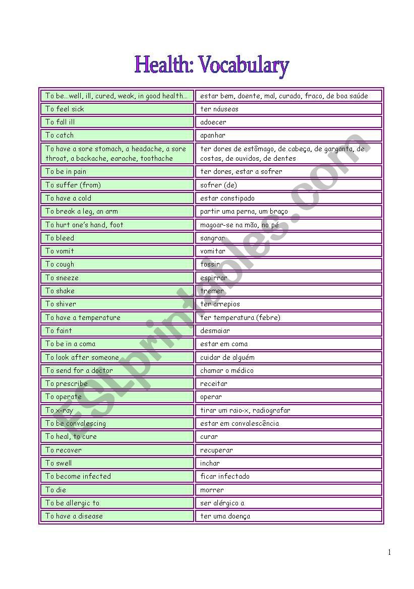 Health_Vocabulary worksheet