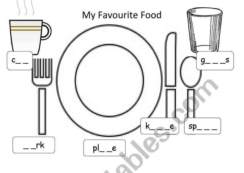 Utensils worksheet