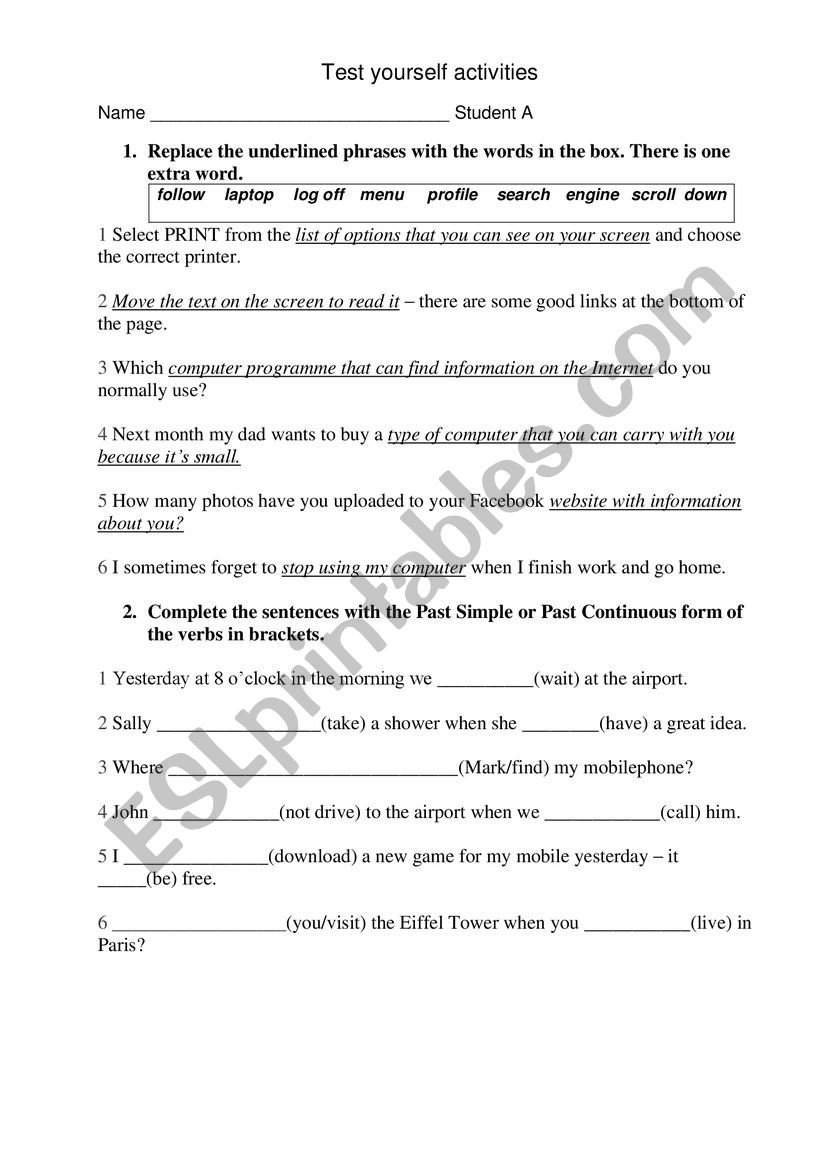 Focus 2 worksheet