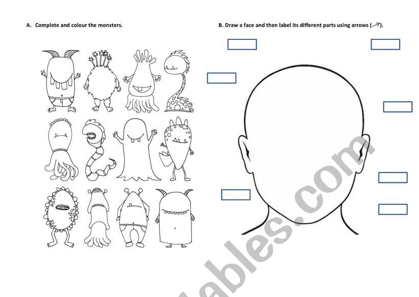 Drawing monsters worksheet