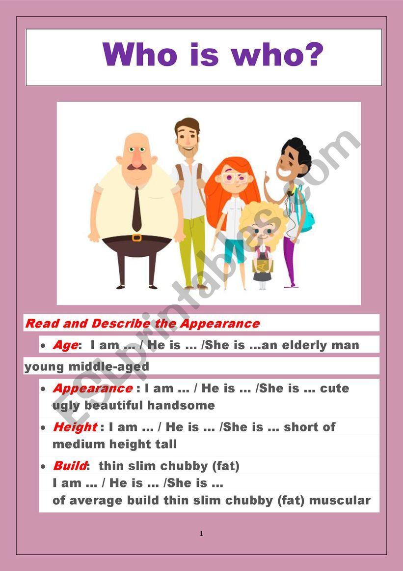 who is who worksheet