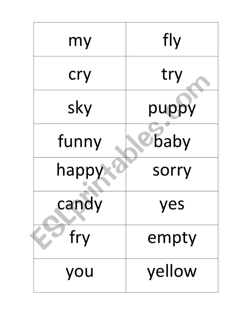 Y reading worksheet