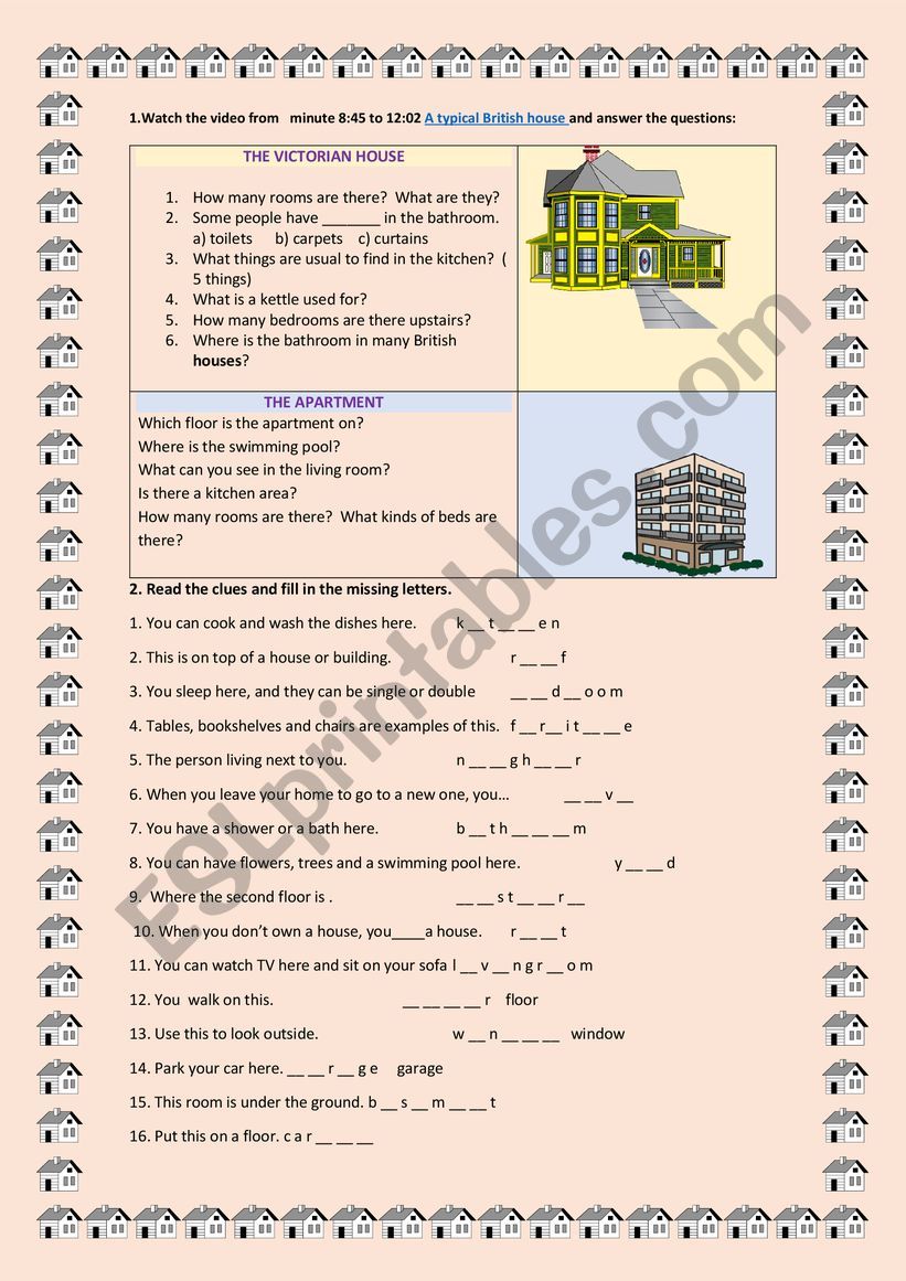 BRITISH HOUSES worksheet