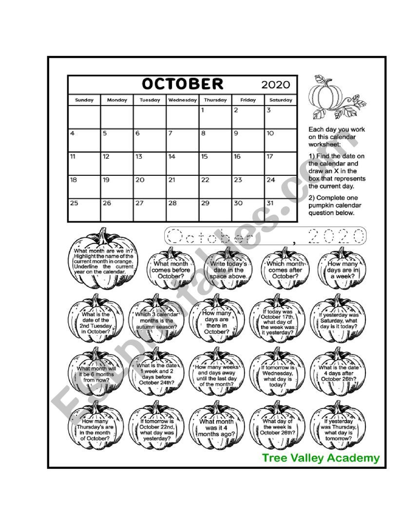 months worksheet
