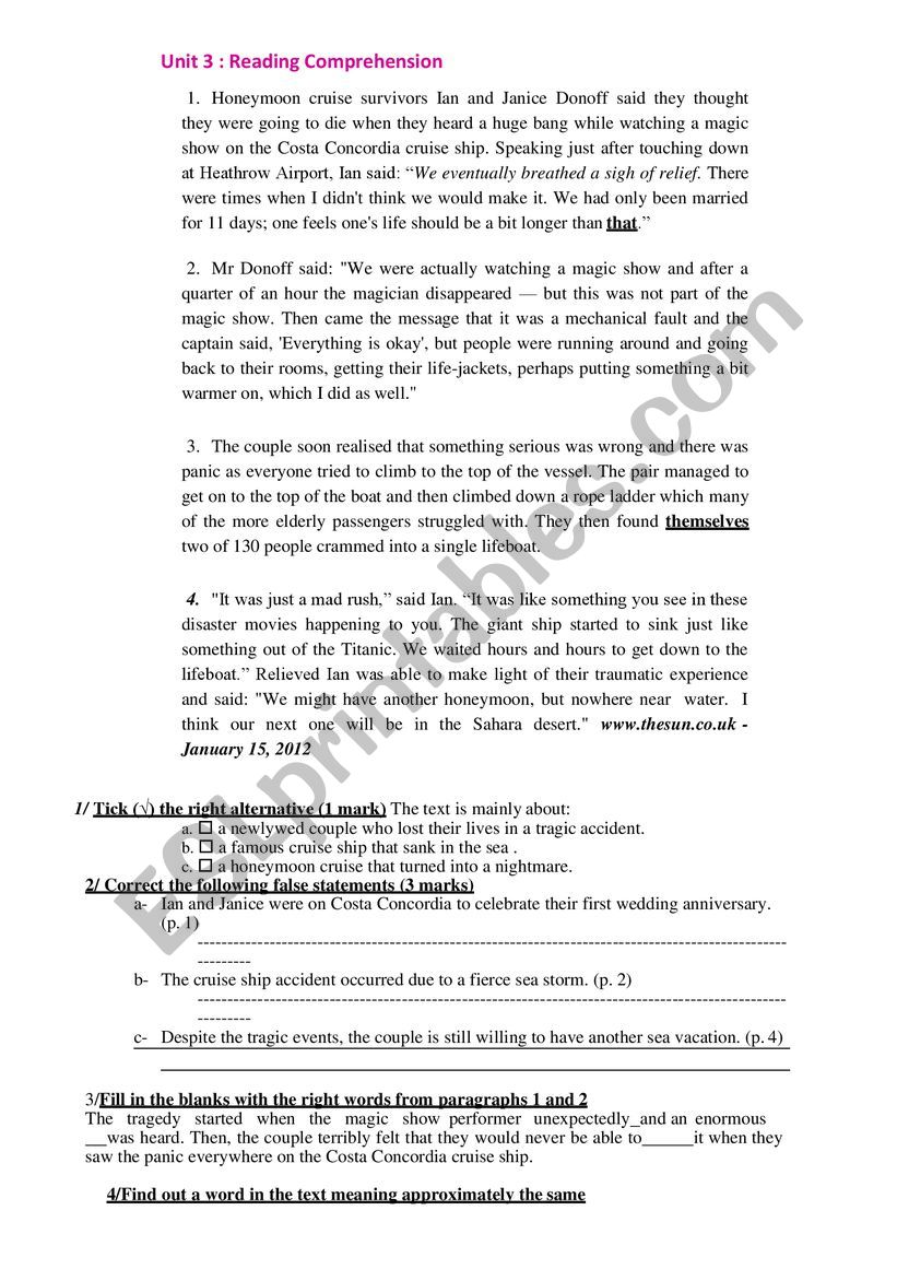 module 3 third form revision worksheet