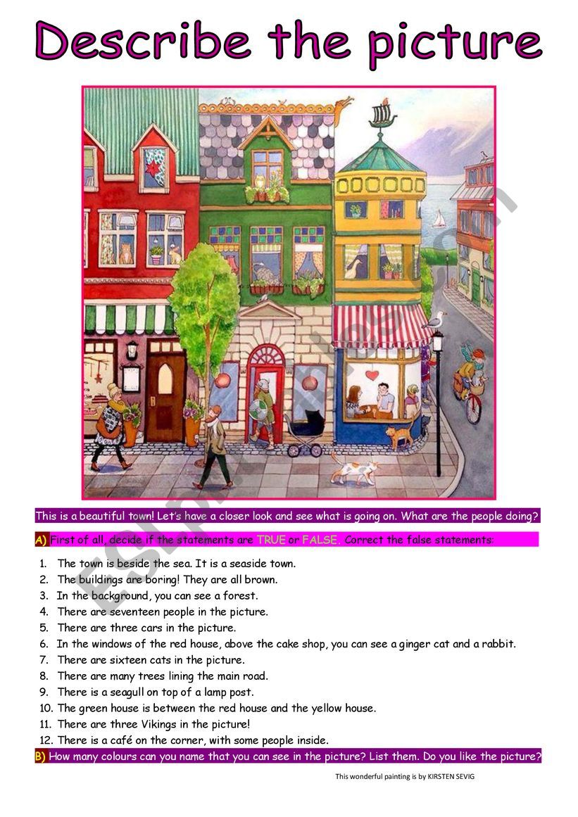 Describe the picture worksheet