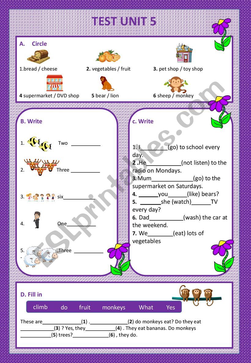 FF2 Test 5 worksheet