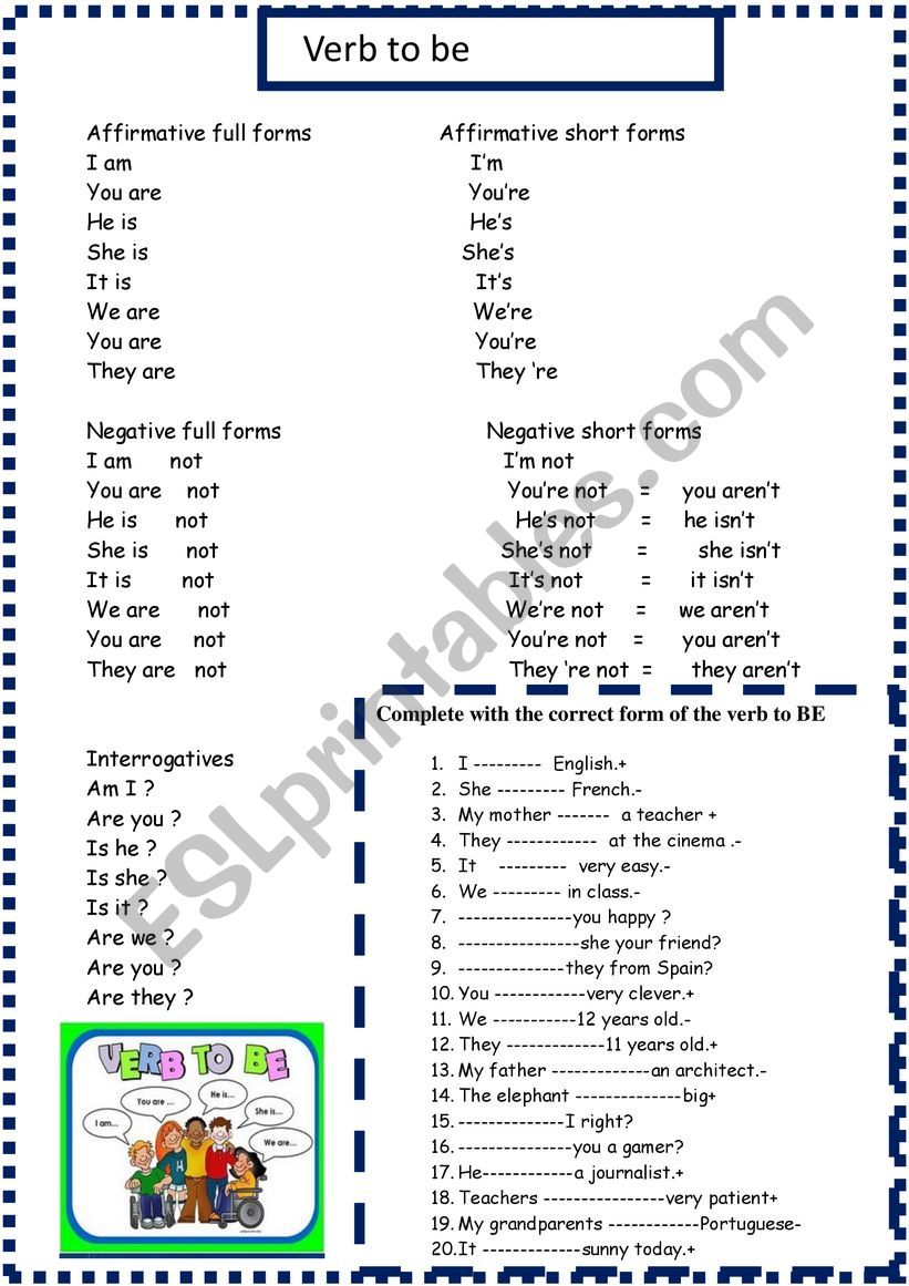 Be  tense table +exercise  for beginners