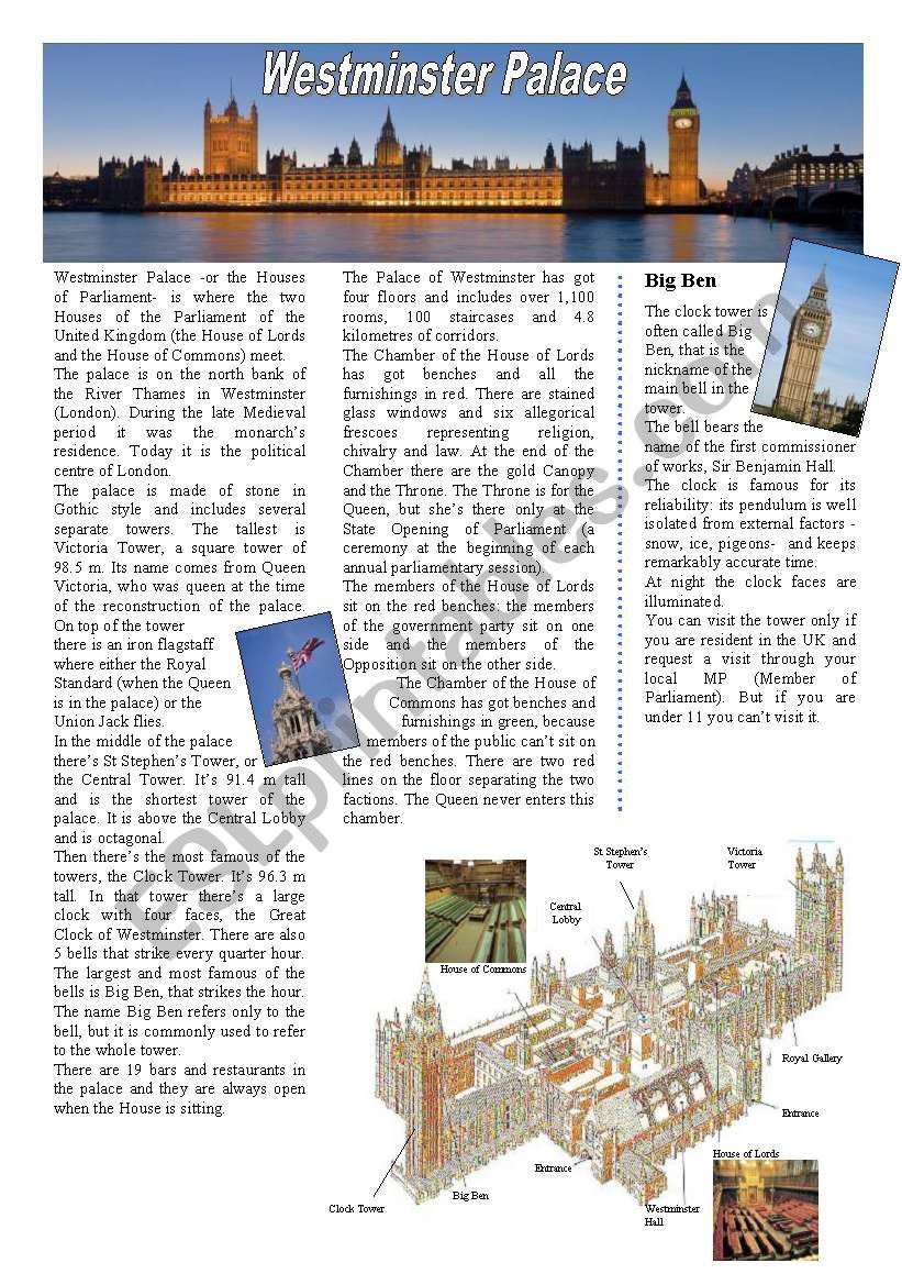 Westminster Palace -Part 1 worksheet