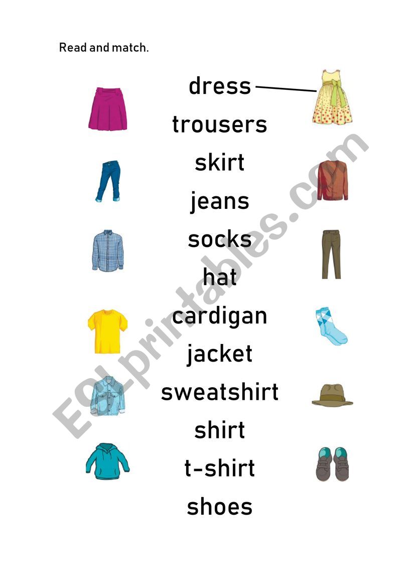 Clothes match worksheet - ESL worksheet by Tatyana_bird