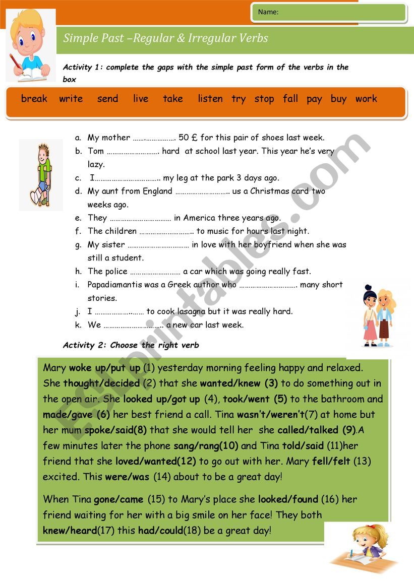 Simple Past Regular-Irregular Verbs